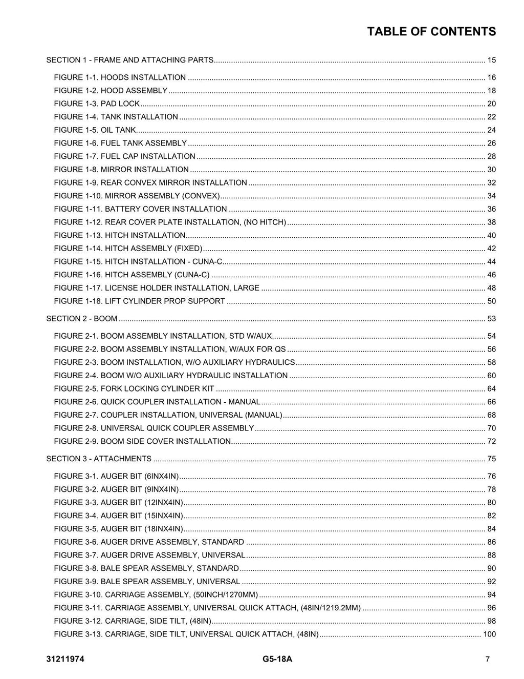 Manual del catálogo de piezas del manipulador telescópico JLG G5-18A