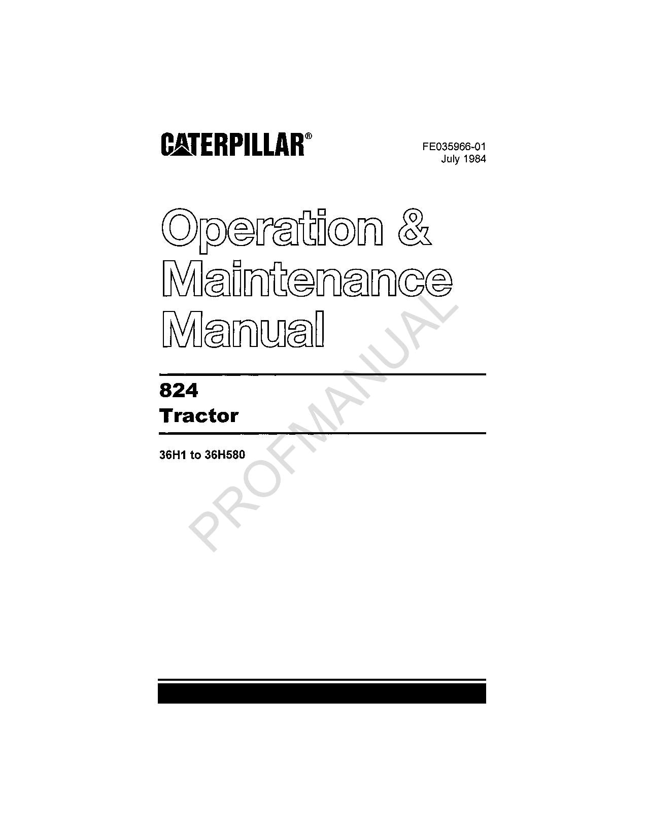 Manual de mantenimiento del operador del tractor Caterpillar 824