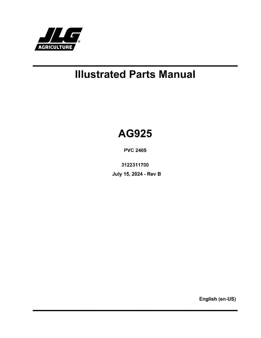 Manual del catálogo de piezas del manipulador telescópico JLG AG925