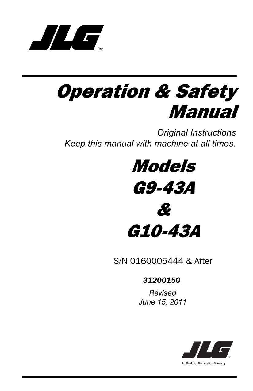 Manual del operador de mantenimiento y operación del manipulador telescópico JLG G10-43A G9-43A
