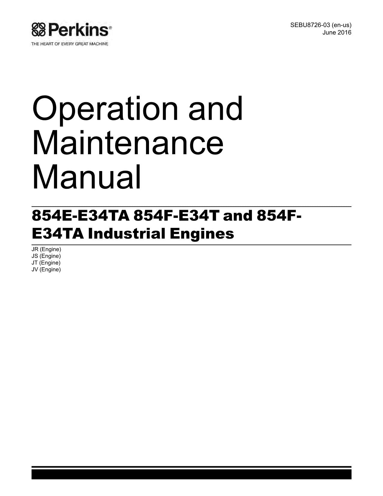 Hyundai PERKINS 854F 854E Operation Maintenance ENGINE