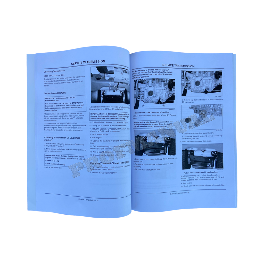 MANUAL DEL OPERADOR DEL TRACTOR JOHN DEERE X300 X304 X320 X324 X360