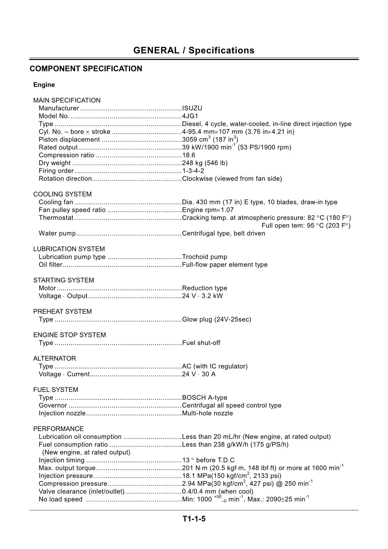 HITACHI EX75UR-5 EX75US-5 Excavator Operational Principle Technical Manual