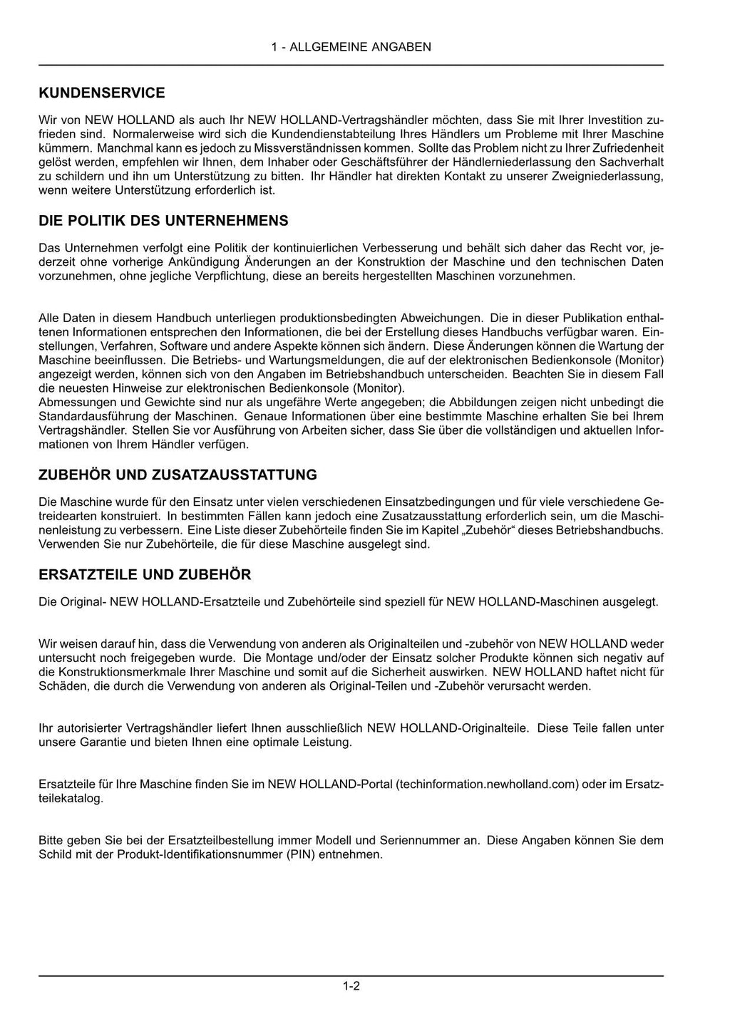 New Holland 760CG Schneidwerk Betriebsanleitung Ab 8126