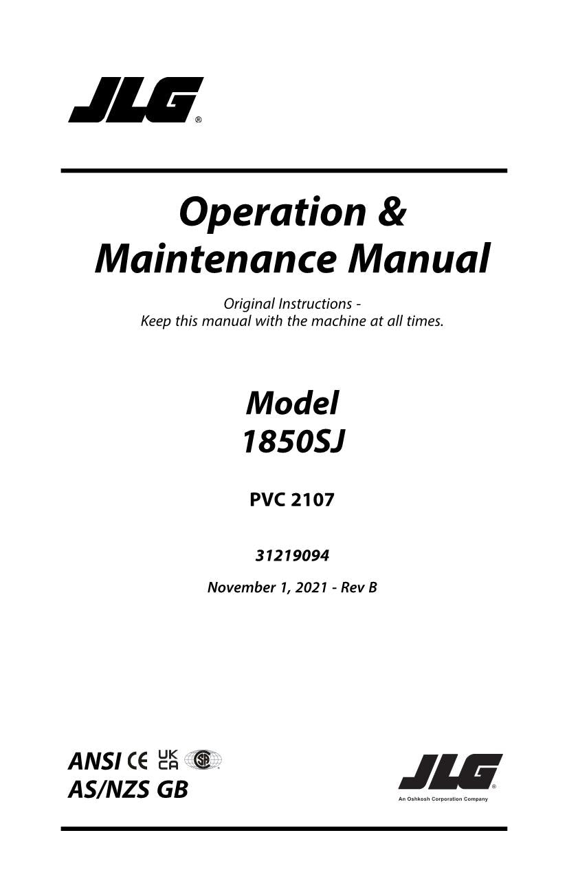 Manual del operador de mantenimiento y operación del elevador de pluma JLG 1850SJ 31219094
