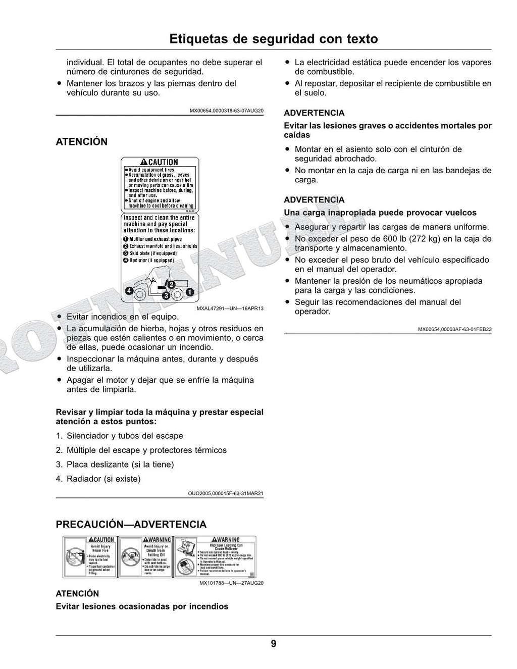 John Deere XUV 835E XUV 835R XUV 835M cocodrilo Manual del Operador 070001-