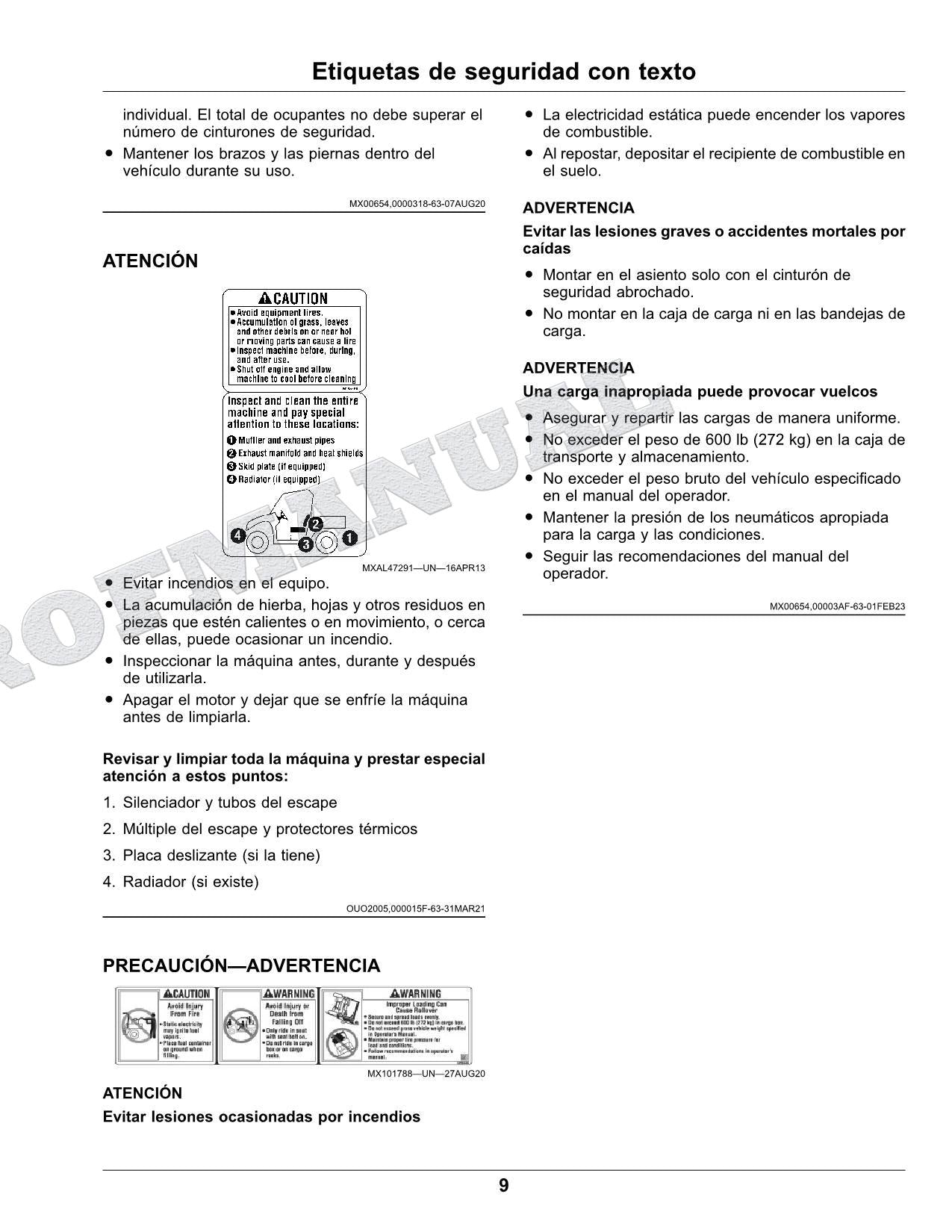 John Deere XUV 835E XUV 835R XUV 835M cocodrilo Manual del Operador 070001-