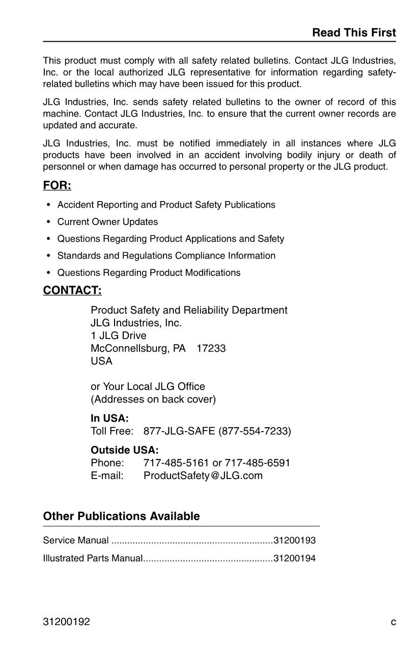 Manual del operador de mantenimiento y operación del manipulador telescópico JLG G5-19A G6-23A