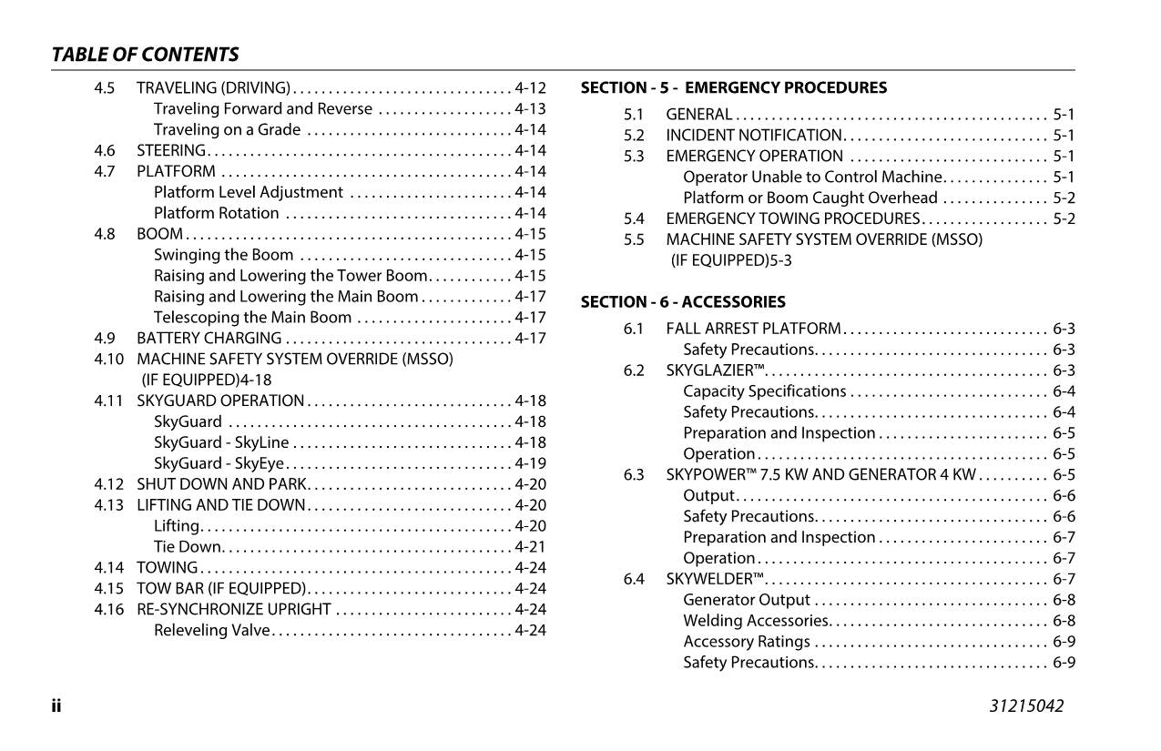 JLG H800AJ Boom Lift Maintenance Operation Operators Manual 31215042