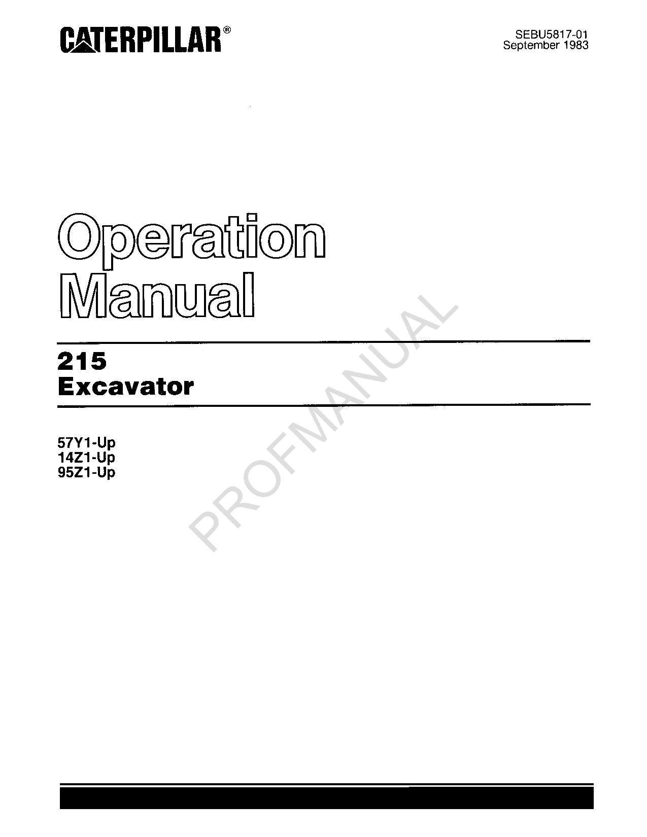 Manual de mantenimiento del operador de la excavadora Caterpillar 215 SEBU5817