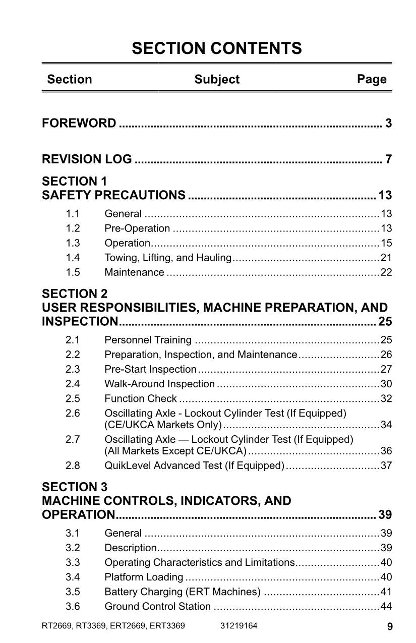 Manual del operador del elevador de tijera JLG ERT2669 ERT3369 RT2669 RT3369 31219164