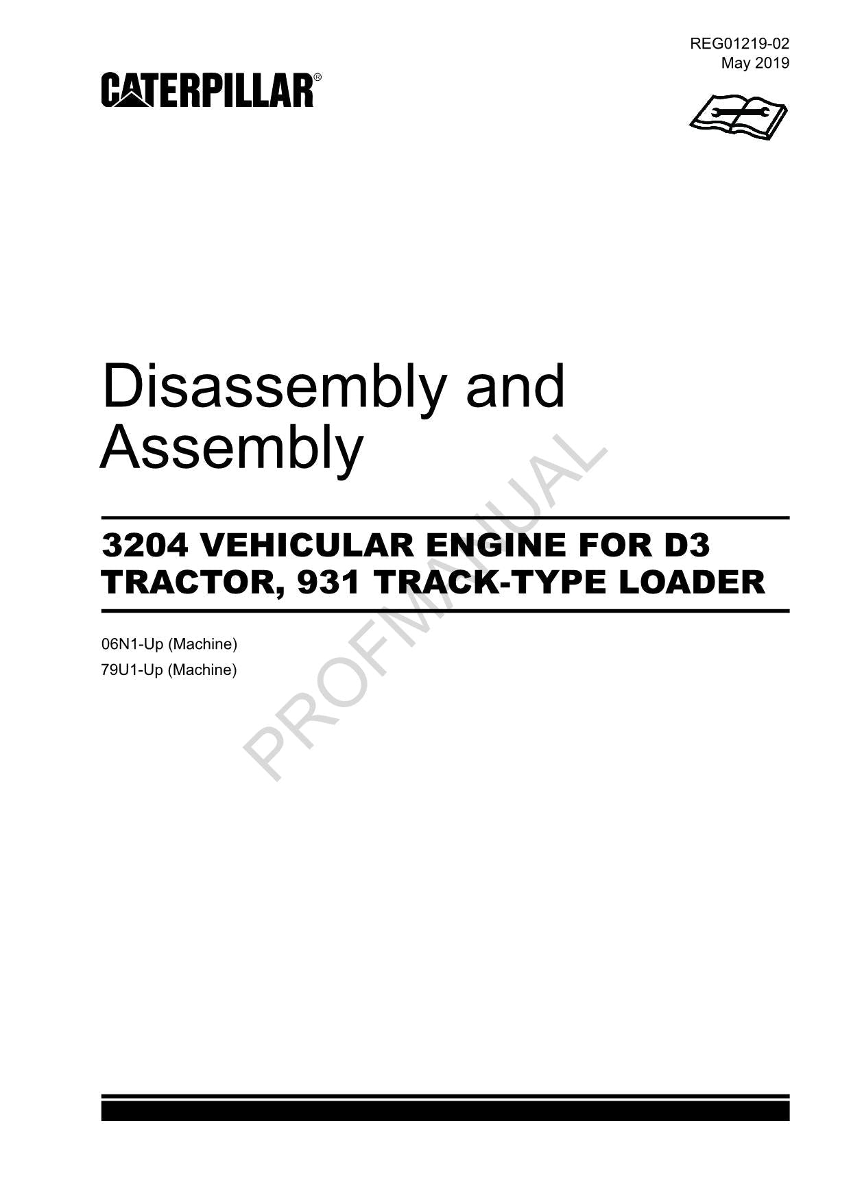 Manual de desmontaje y montaje del cargador Caterpillar CAT 3204 MOTOR D3 TRACTOR 931