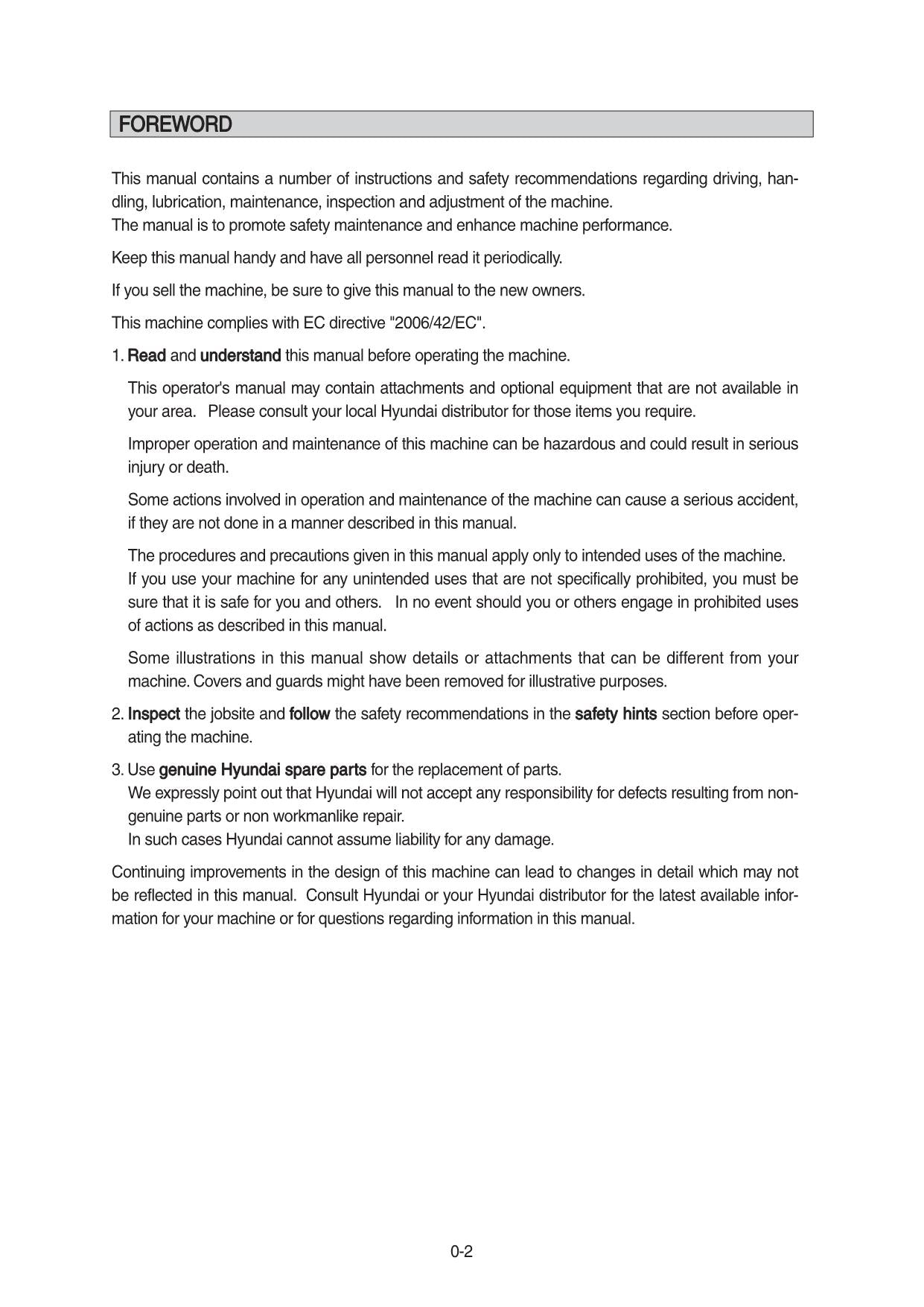 Manual de mantenimiento del operador de la cargadora de ruedas Hyundai HL980