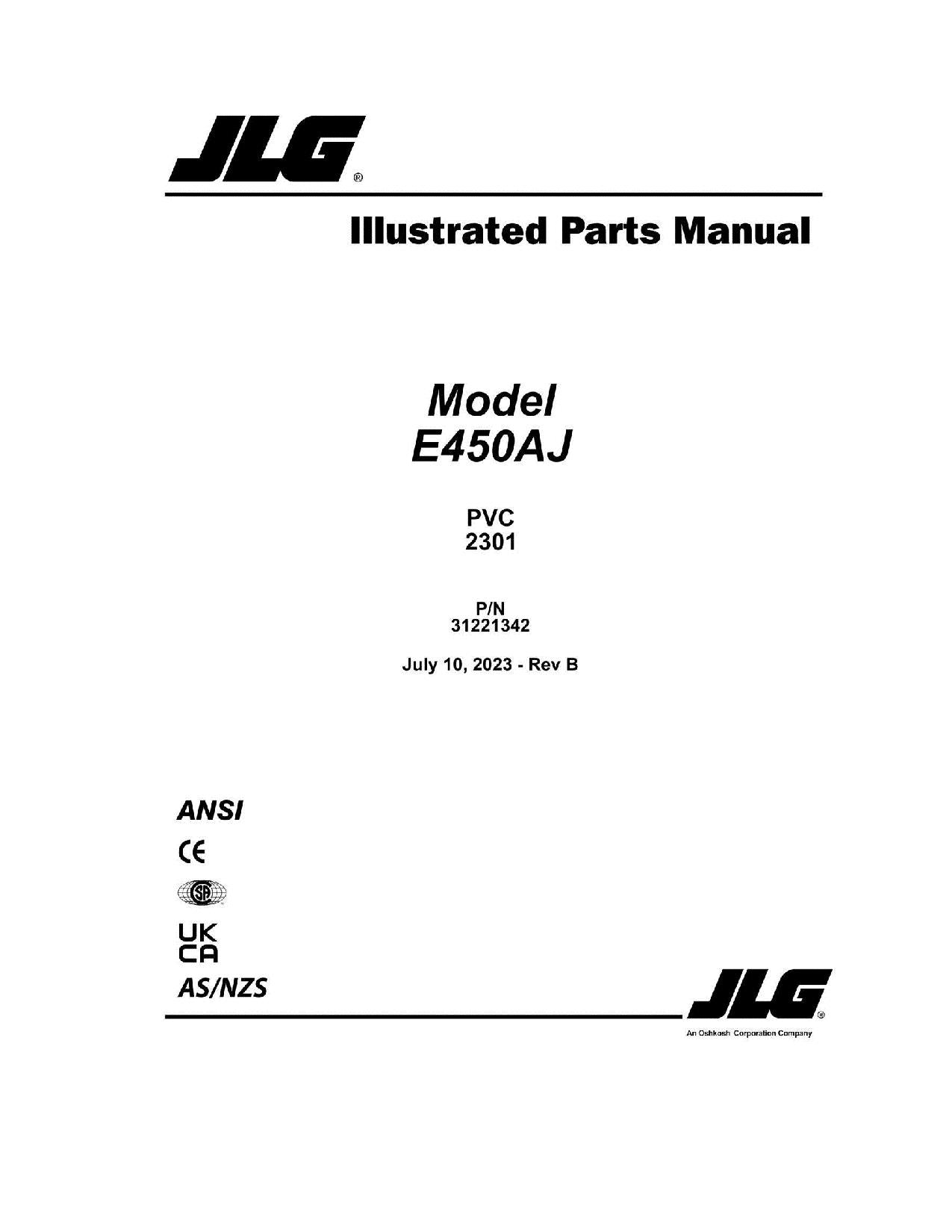 Manual del catálogo de piezas del elevador de pluma JLG E450AJ 31221342