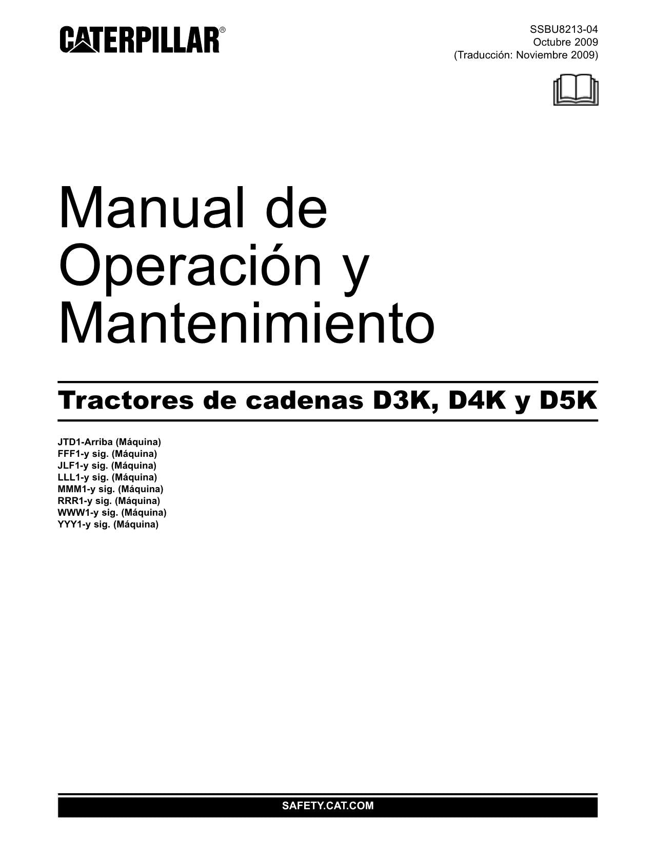 Caterpillar D3K D4K D5K Tractor de Cadenas Manual de Operación y Mantenimiento