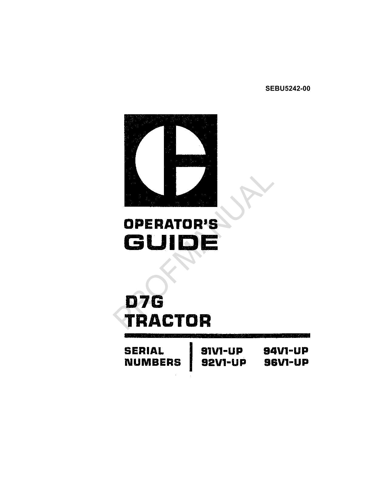 Manual del operador del tractor Caterpillar D7G