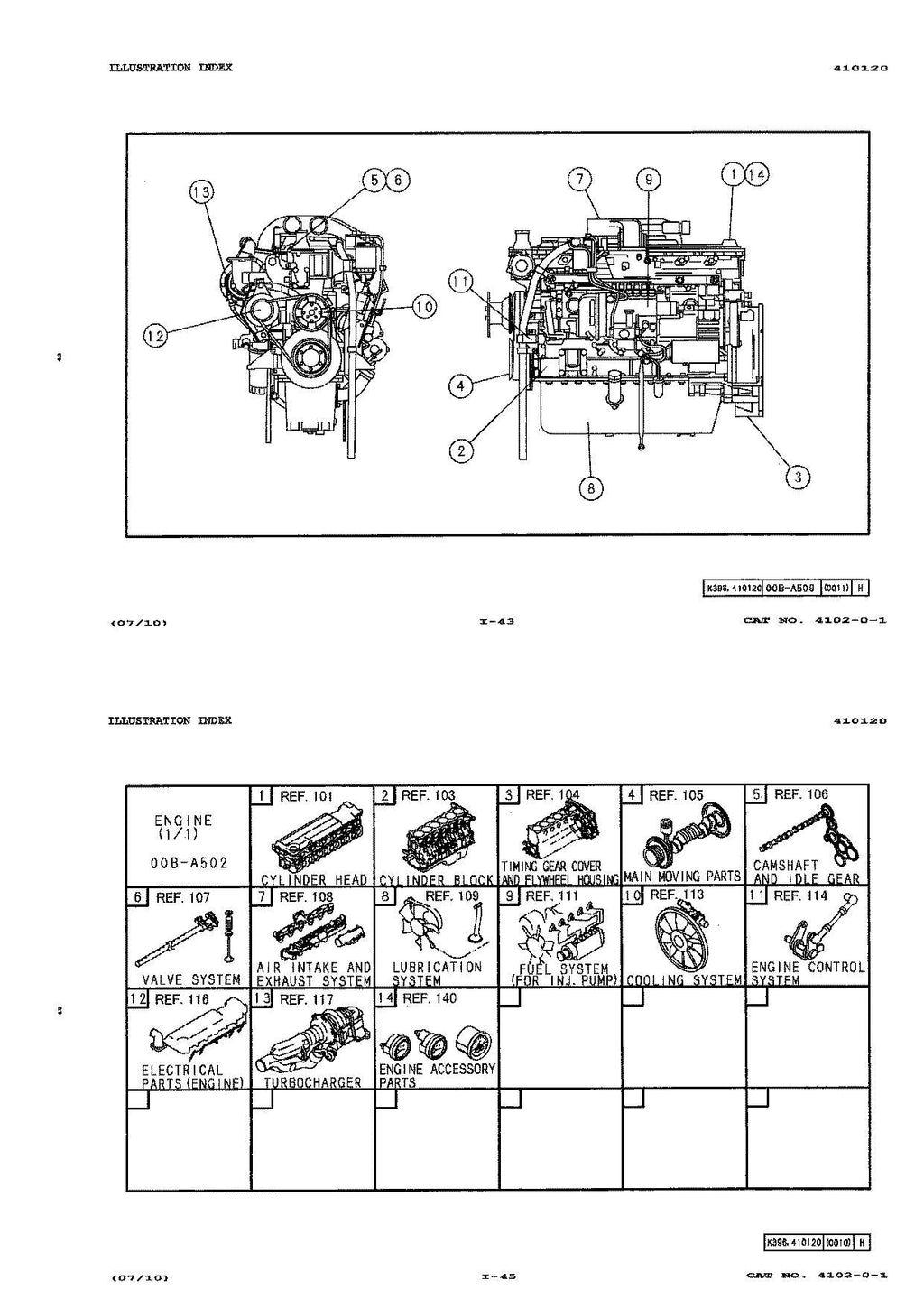 Hitachi ZW220-G ZW250-G HINO J08C-TI Engine Wheel Loader Parts Catalog Manual