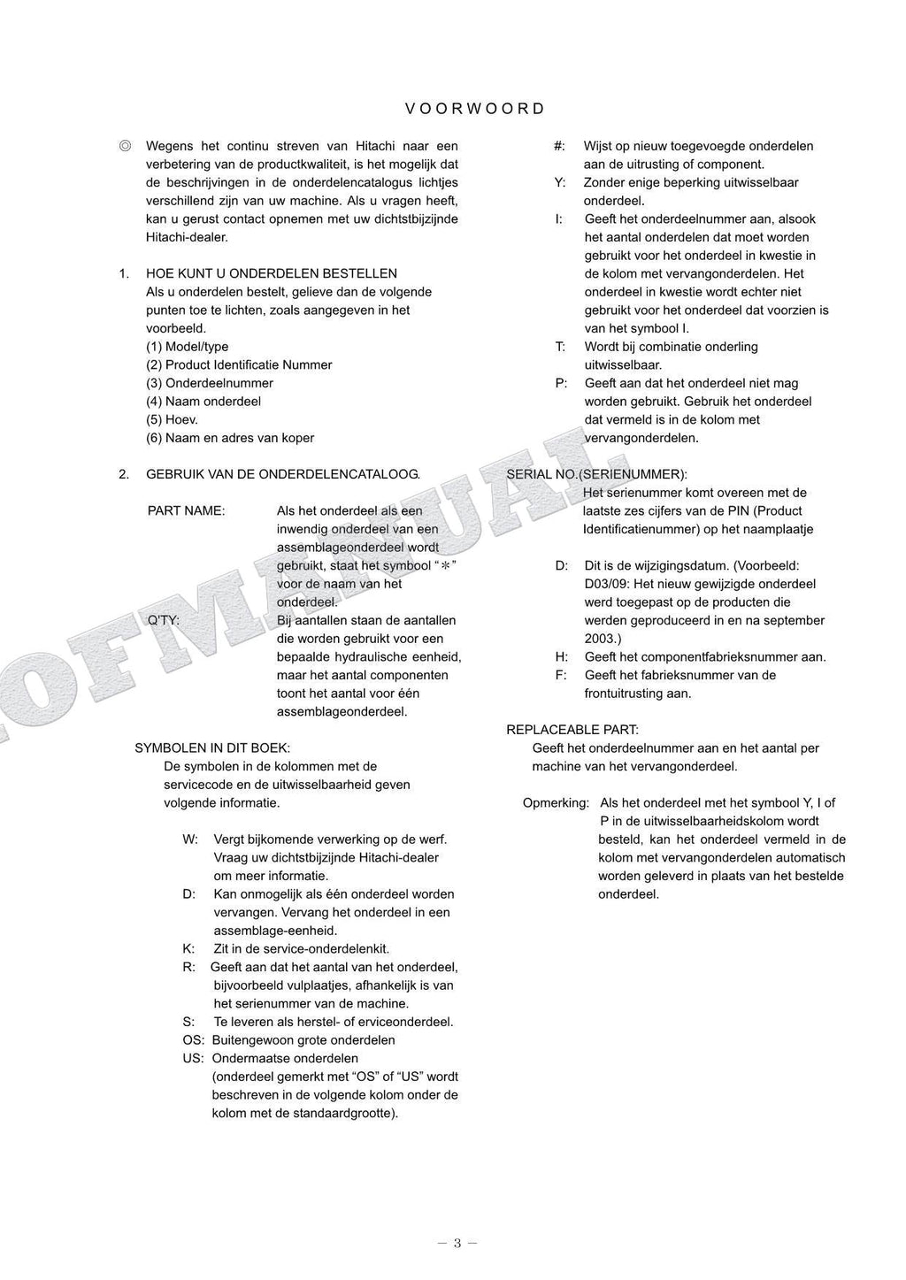 HITACHI ZAXIS75UR-5B Equipment Component Excavator Parts Catalog Manual