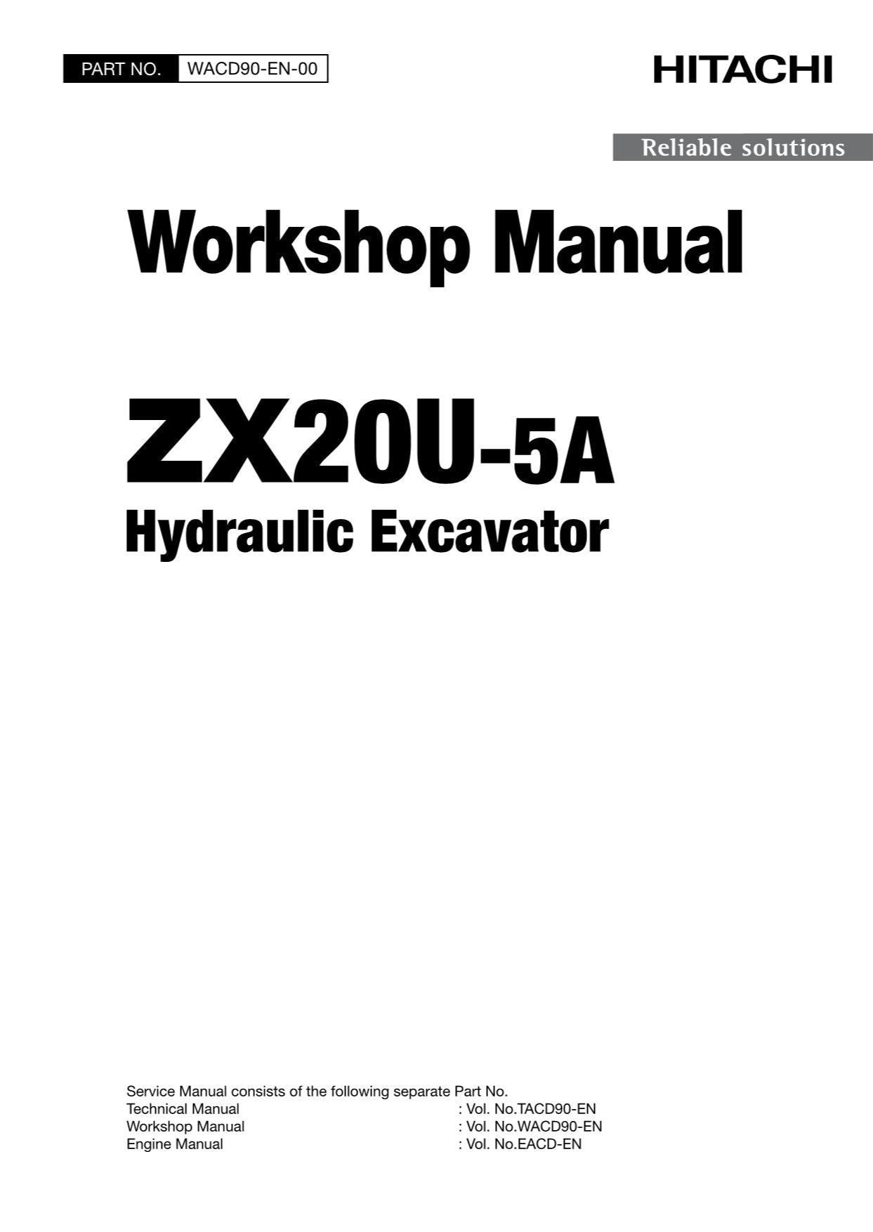 Manual de servicio y reparación de la excavadora Hitachi ZX20U-5A
