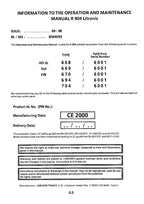 Liebherr R904 Litronic Excavator Operators manual serial 6001