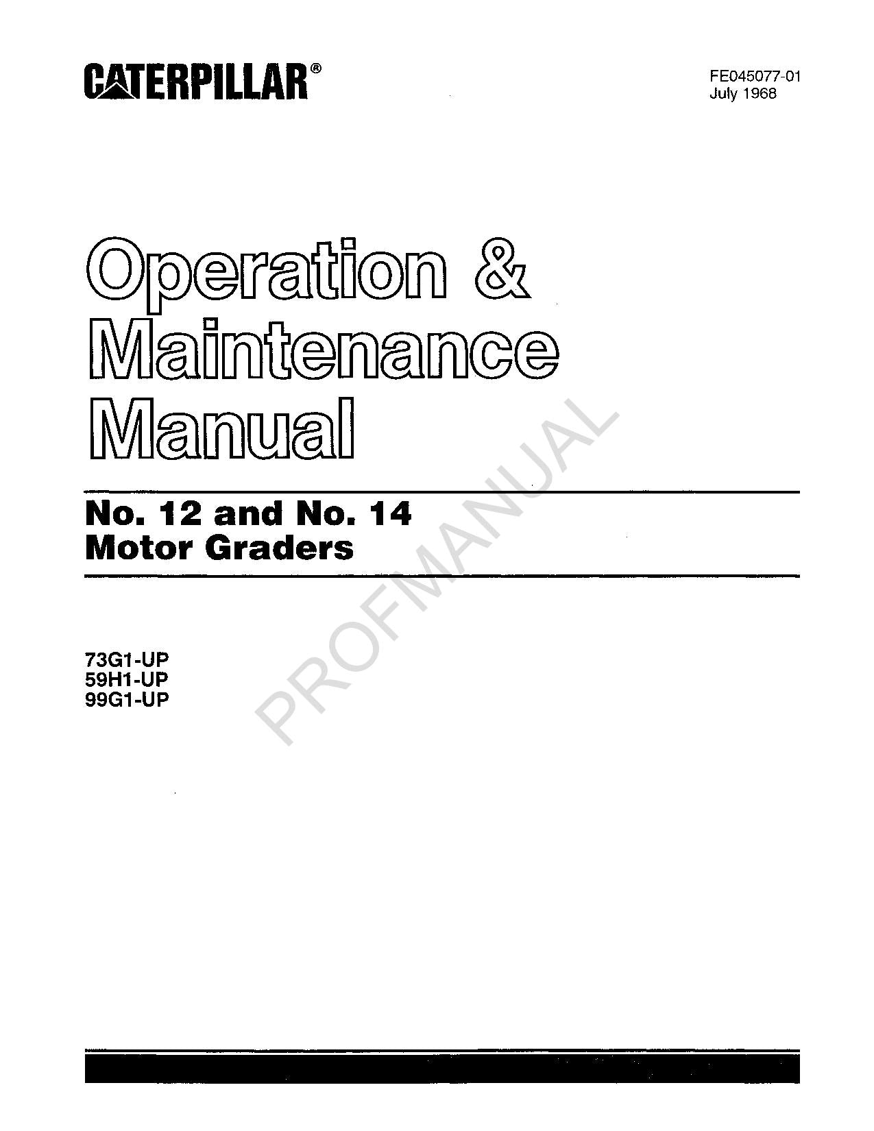 Manual de mantenimiento del operador de la motoniveladora Caterpillar 12-14 de 1968