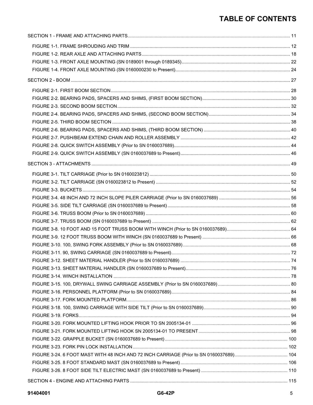 Manual del catálogo de piezas del manipulador telescópico JLG G6-42P
