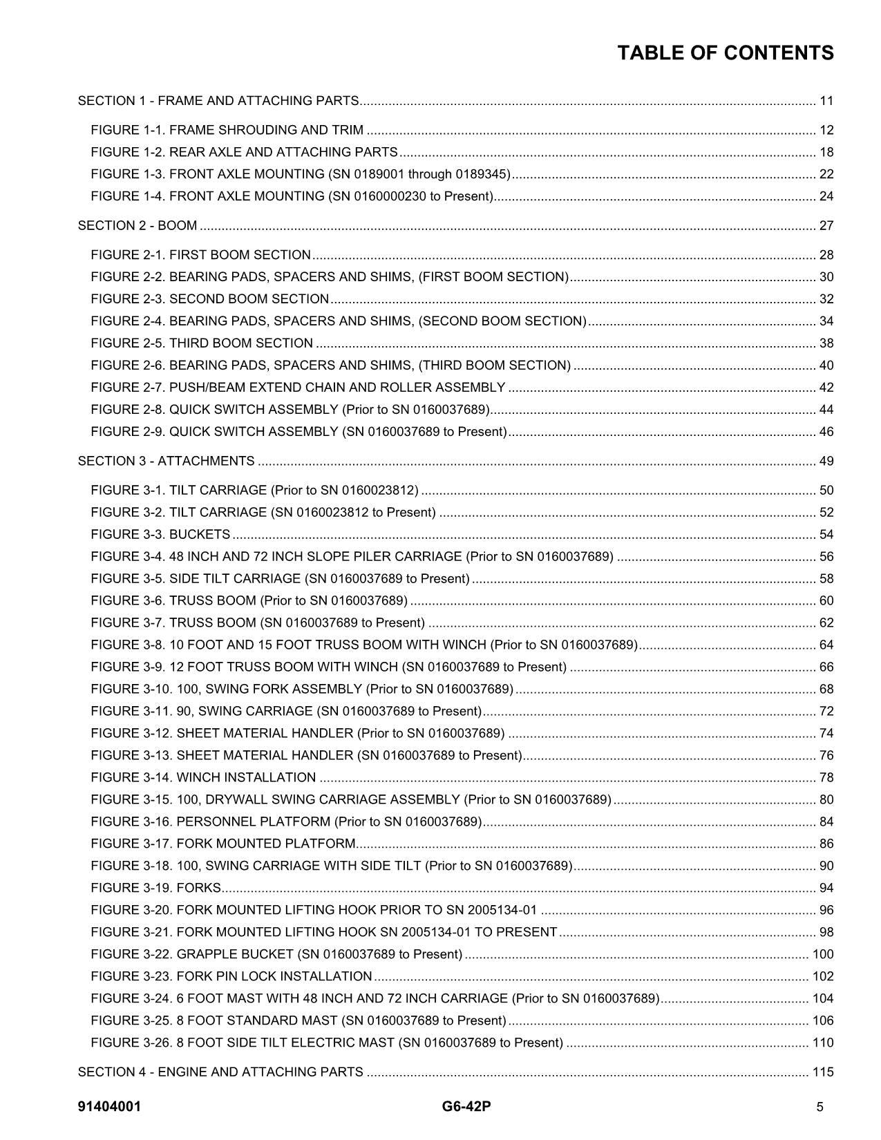Manual del catálogo de piezas del manipulador telescópico JLG G6-42P