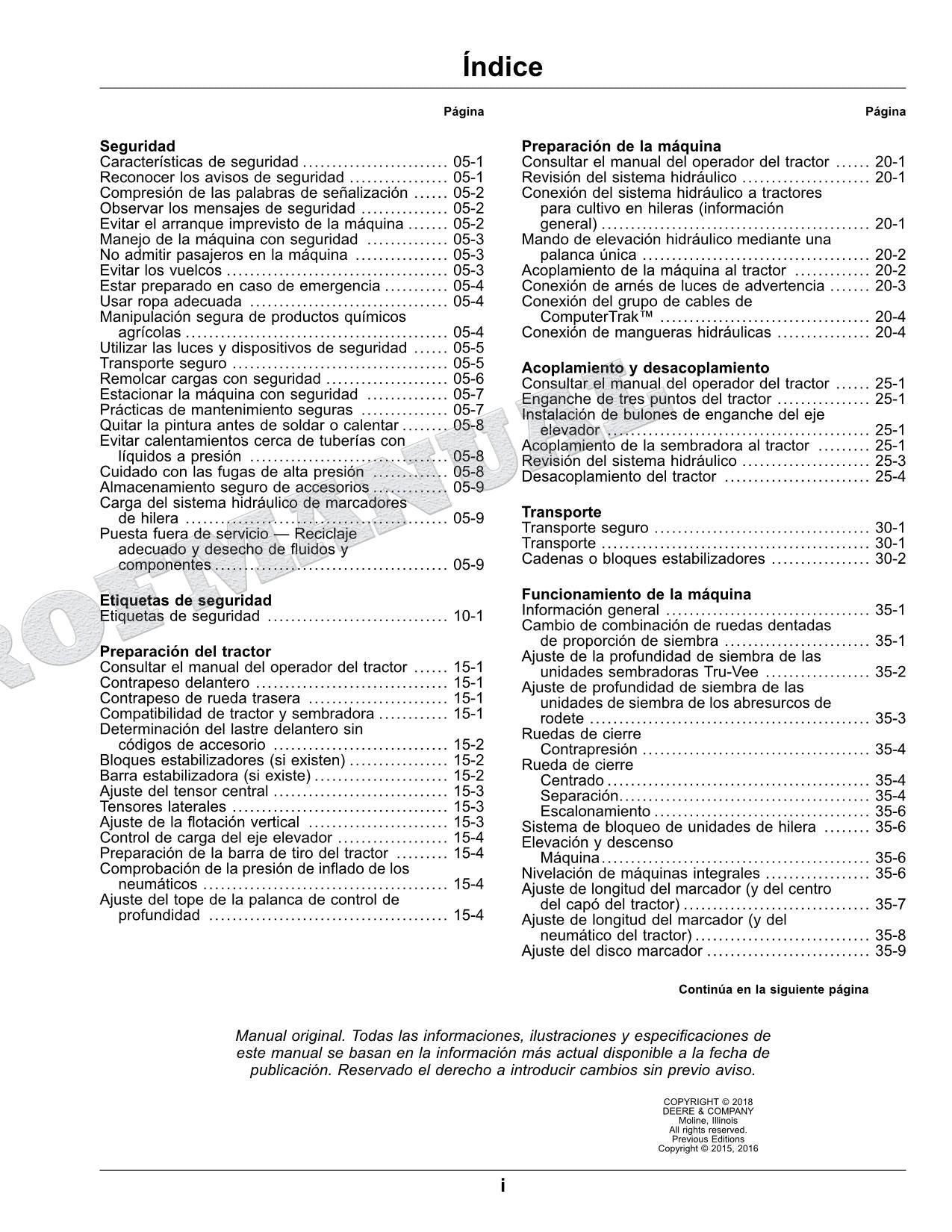 John Deere 1035 jardinera Manual del Operador Español