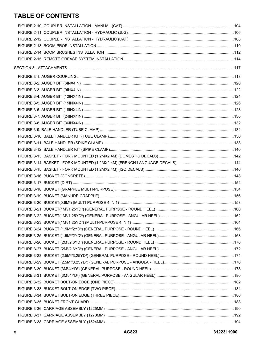 JLG AG823 Telehandler Parts Catalog Manual