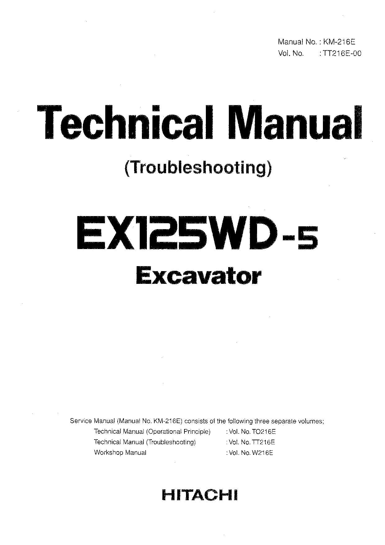 HITACHI EX125WD-5 Excavator Troubleshooting +Schematic Technical Manual