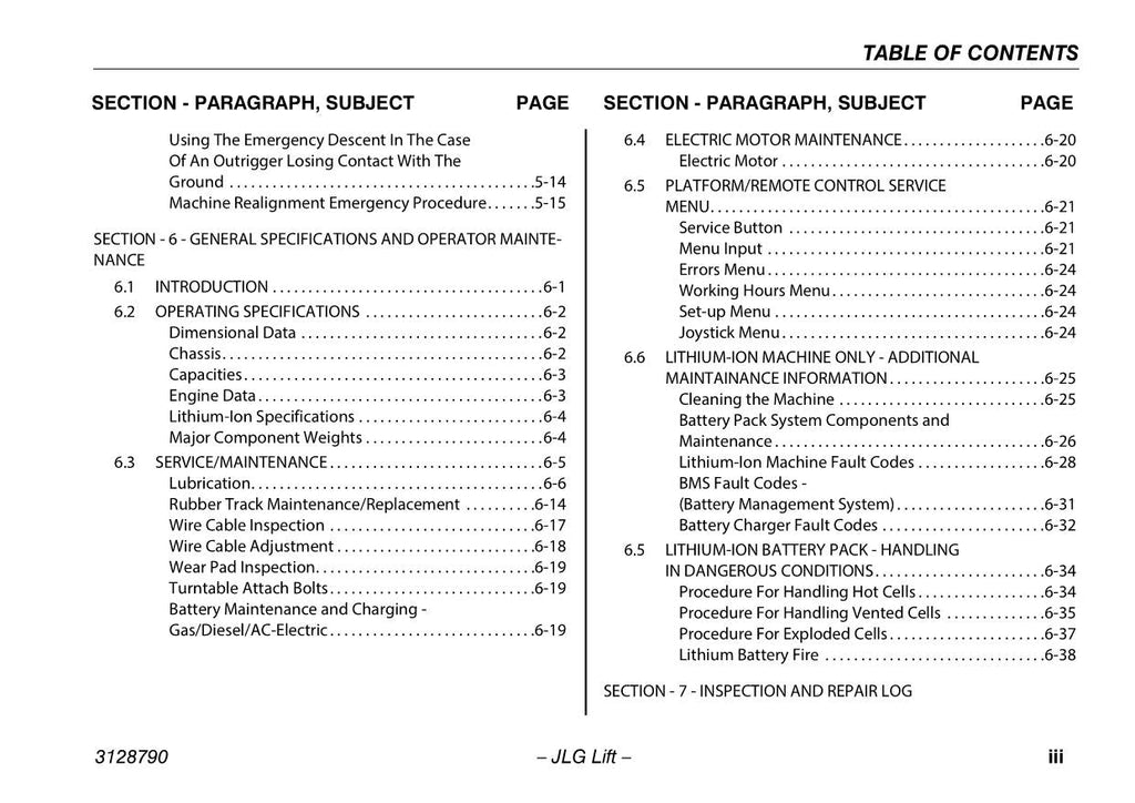 JLG X700AJ Compact Crawler Boom Maintenance Operation Operators Manual