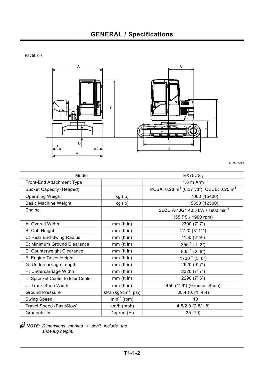 HITACHI EX75UR-5 EX75US-5 Excavator Operational Principle Technical Manual