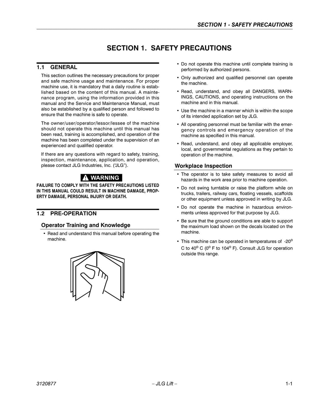 JLG 1532E3 1932E3 2033E3 2046E3 2646E3 2658E3 Lift Operators Manual 3120877