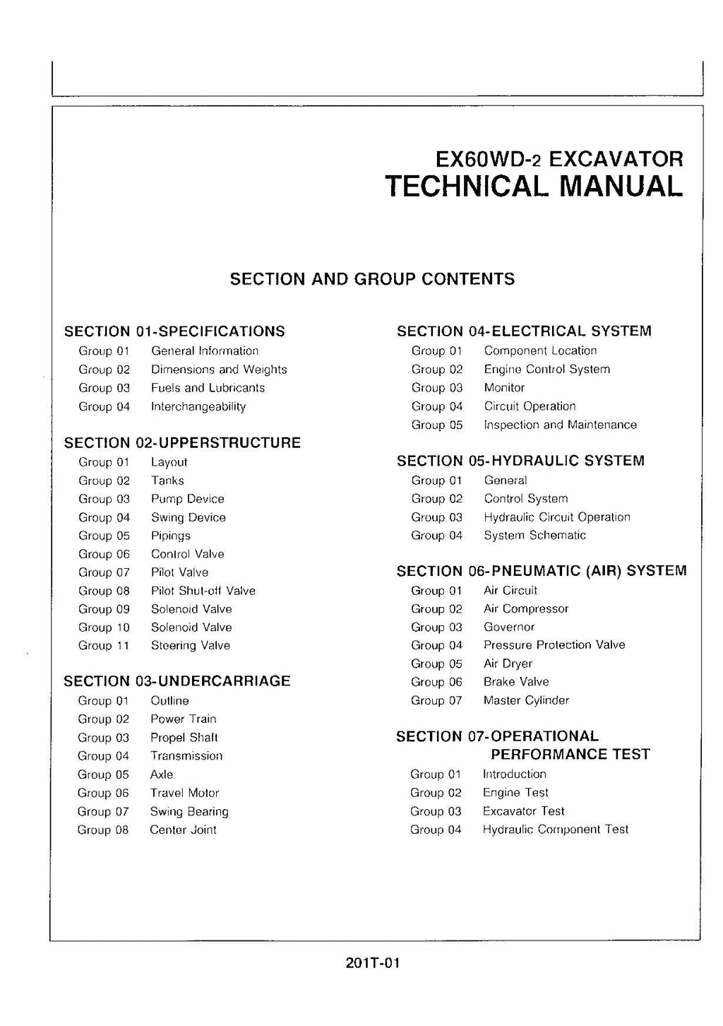HITACHI EX60WD-2 Excavator Service Manual