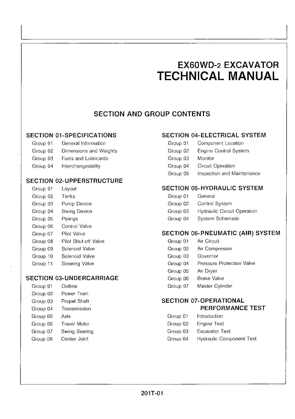 HITACHI EX60WD-2 Excavator Service Manual