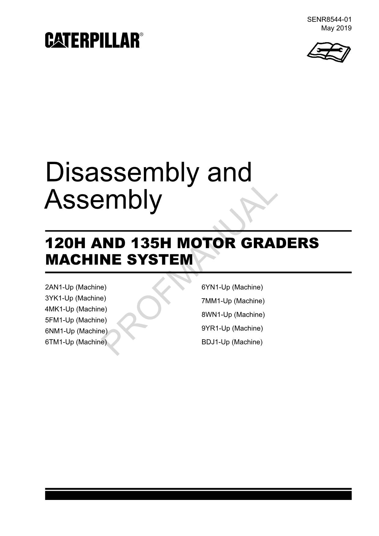 Manual de servicio de desmontaje y montaje de la motoniveladora Caterpillar 120H y 135H SENR8544
