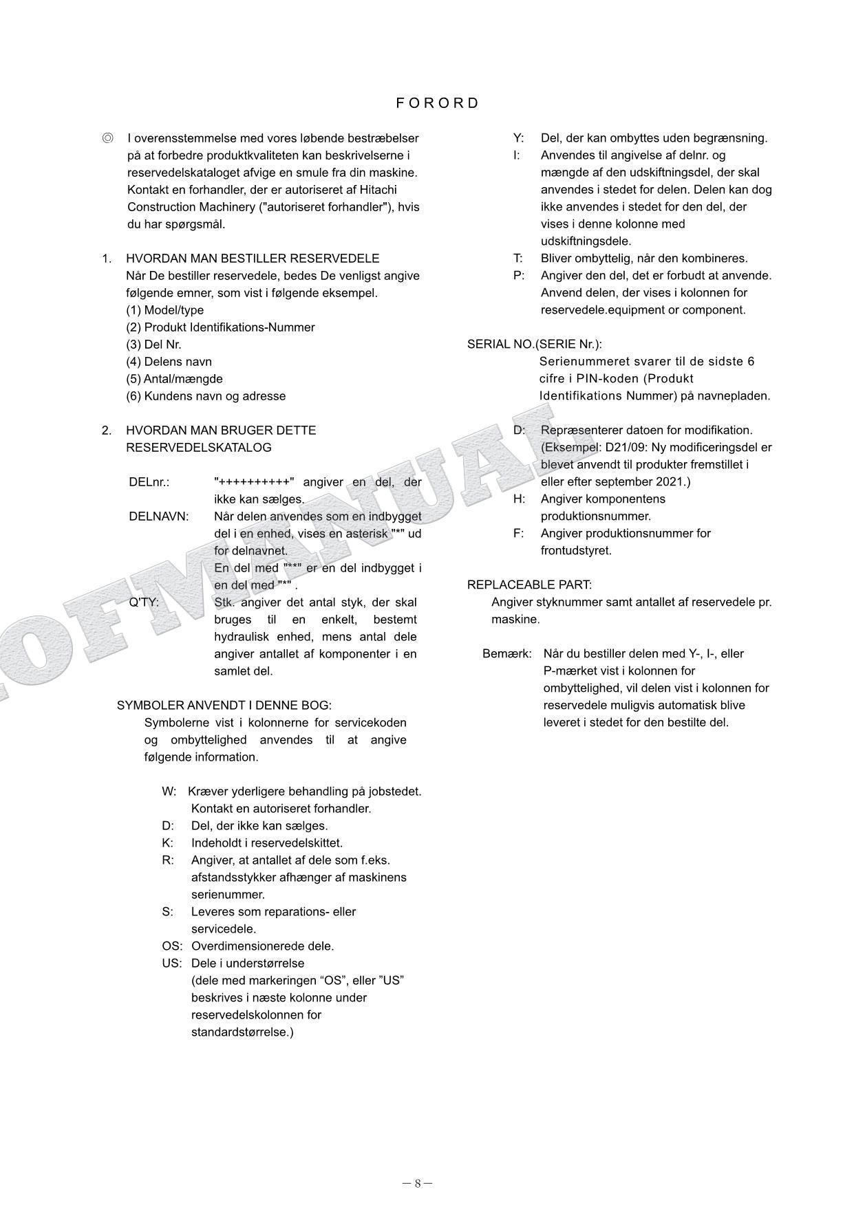 Manual del catálogo de piezas del motor HITACHI ZX75US-7 ZX85USB-7 4TNV98CT-L2WHB6