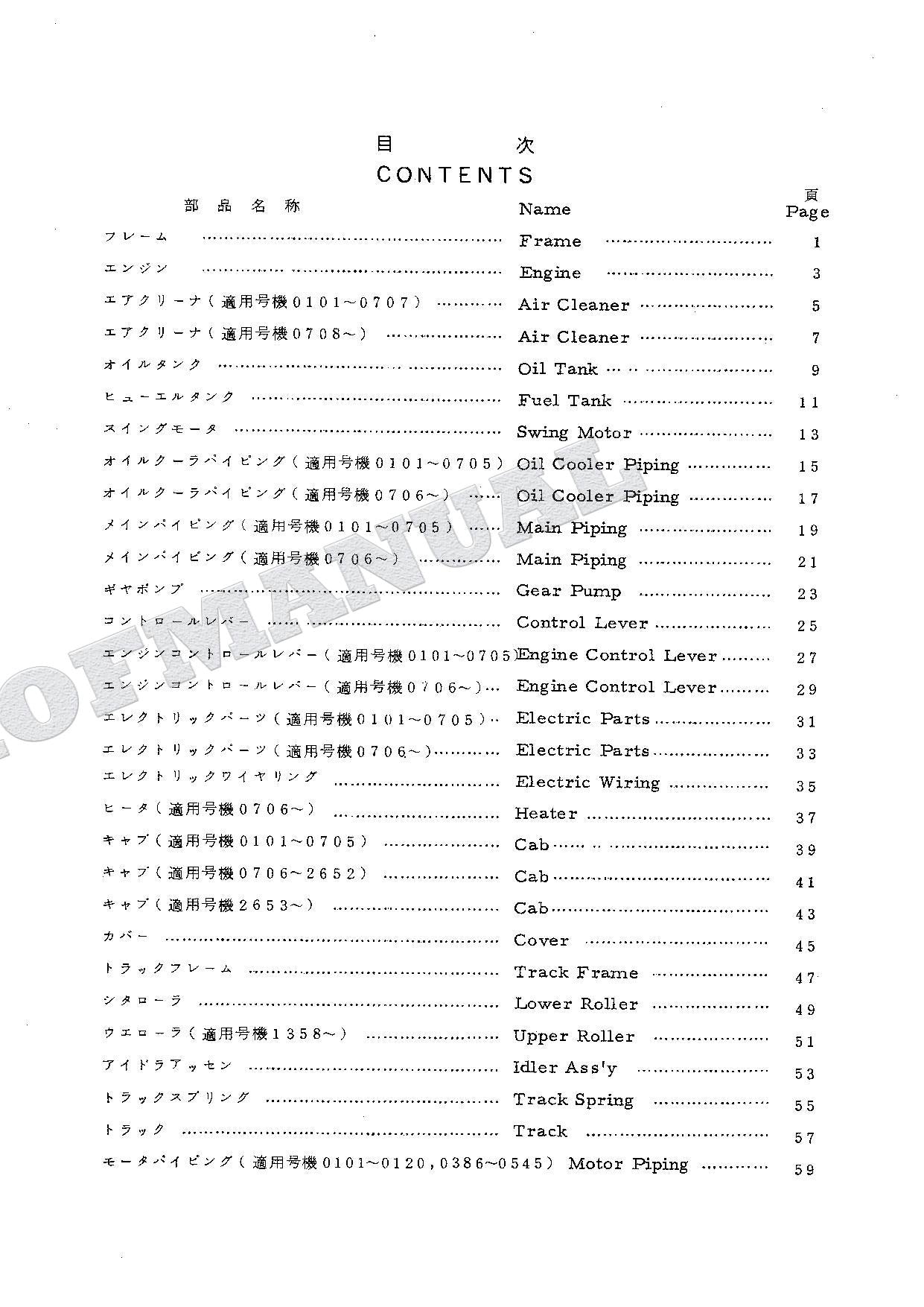 HITACHI UH02 Excavator Parts Catalog Manual