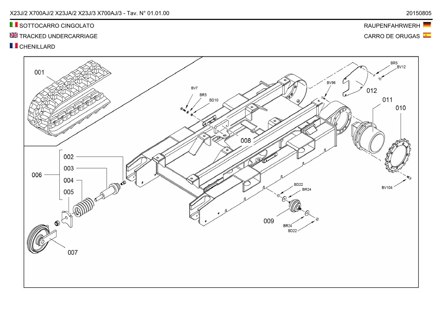 Manual del catálogo de piezas de la pluma sobre orugas compacta JLG GEN 2 y 3 X23J GEN 2 X23JA