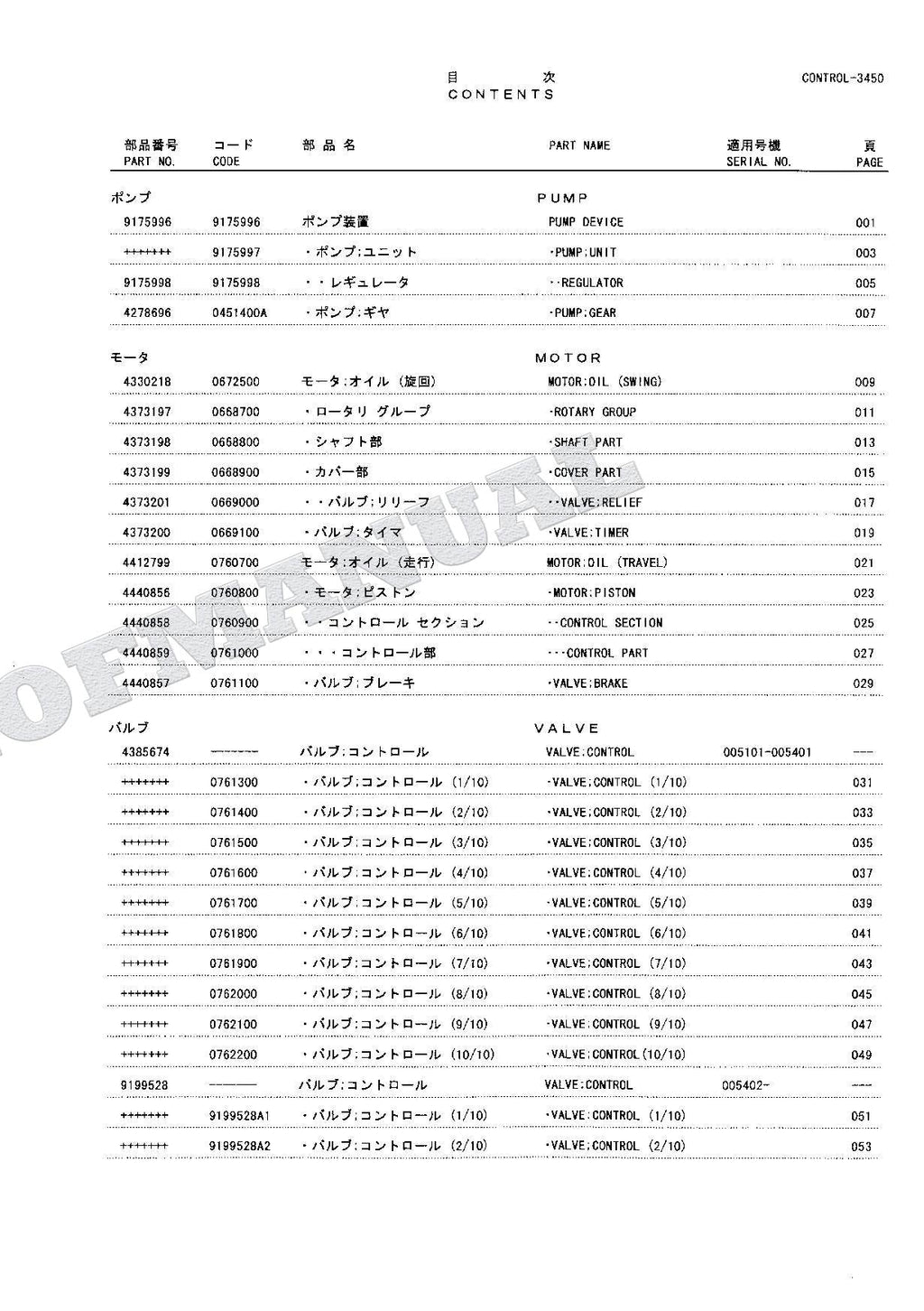 HITACHI EX125WD-5 Equipment Component Excavator Parts Catalog Manual