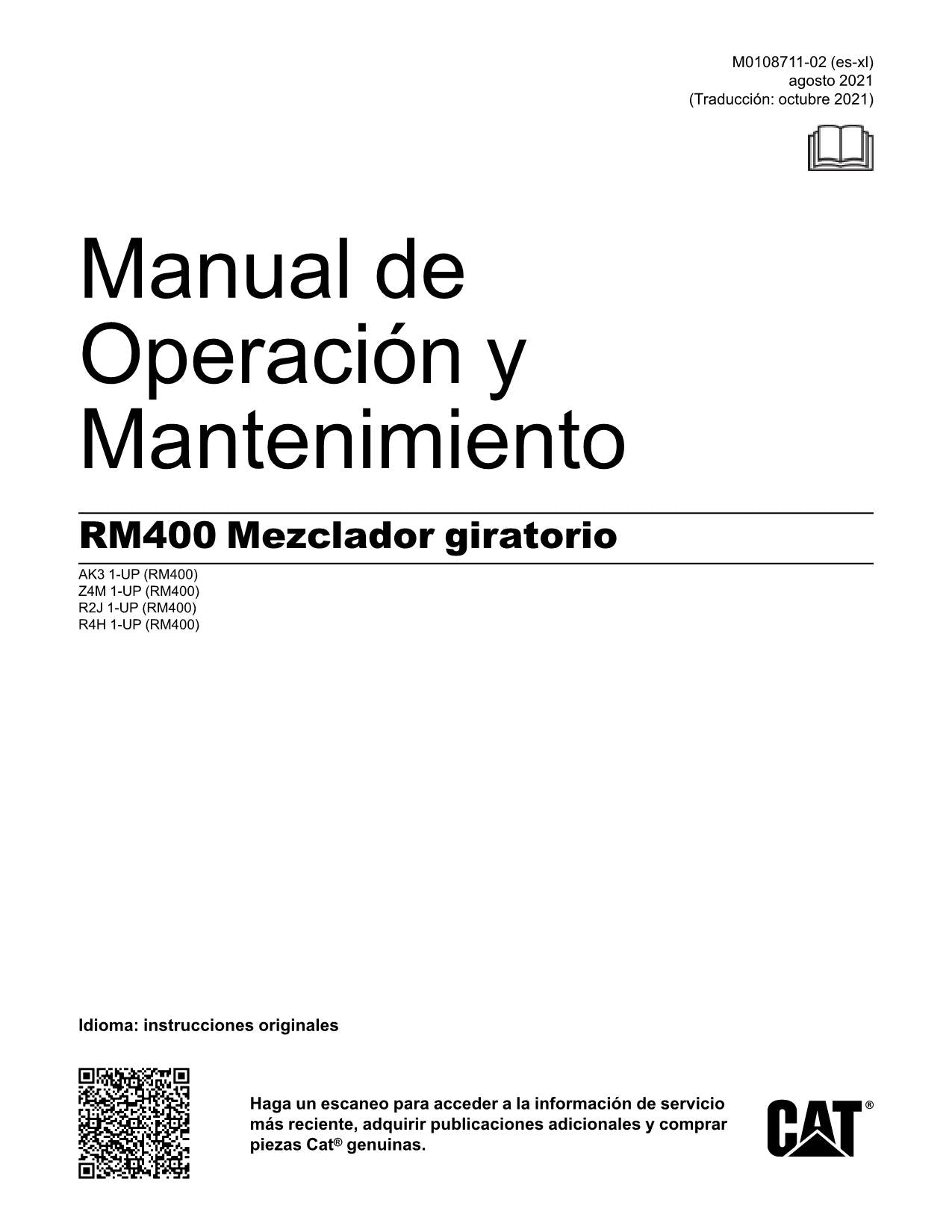 Caterpillar RM400 Mezclador giratorio Manual de Operación y Mantenimiento
