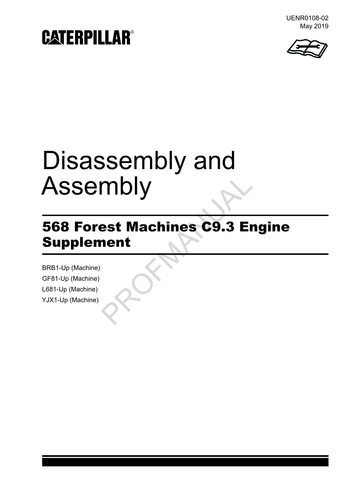 Caterpillar 568 Forest Machine C9.3 Engine Supplement Disassembly Assem Manual