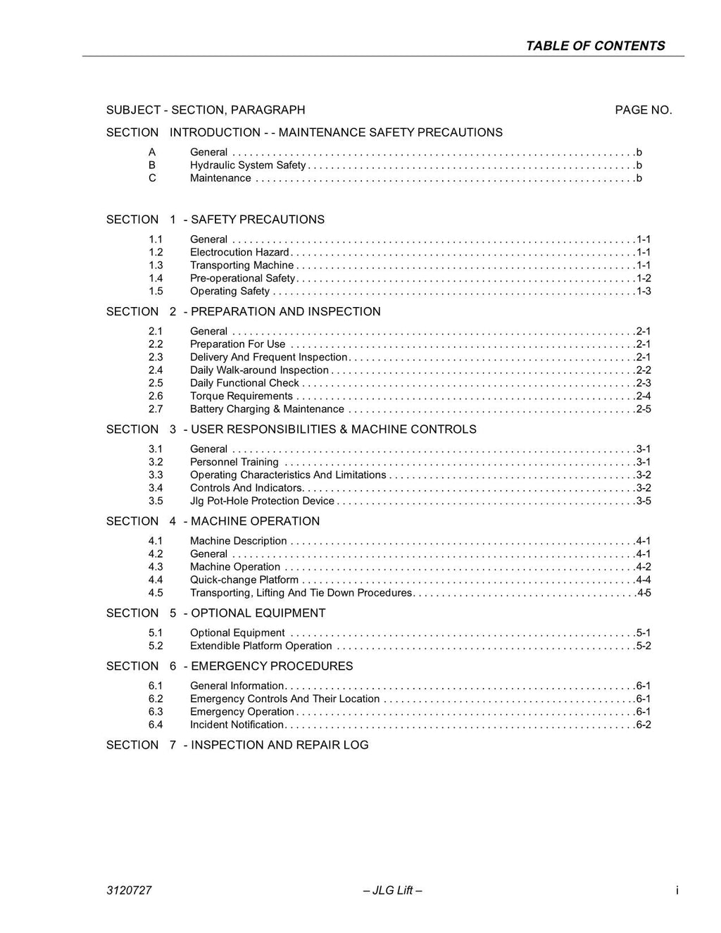 JLG 10VP 15VP 20VP Vertical Mast Maintenance Operation Operators Manual