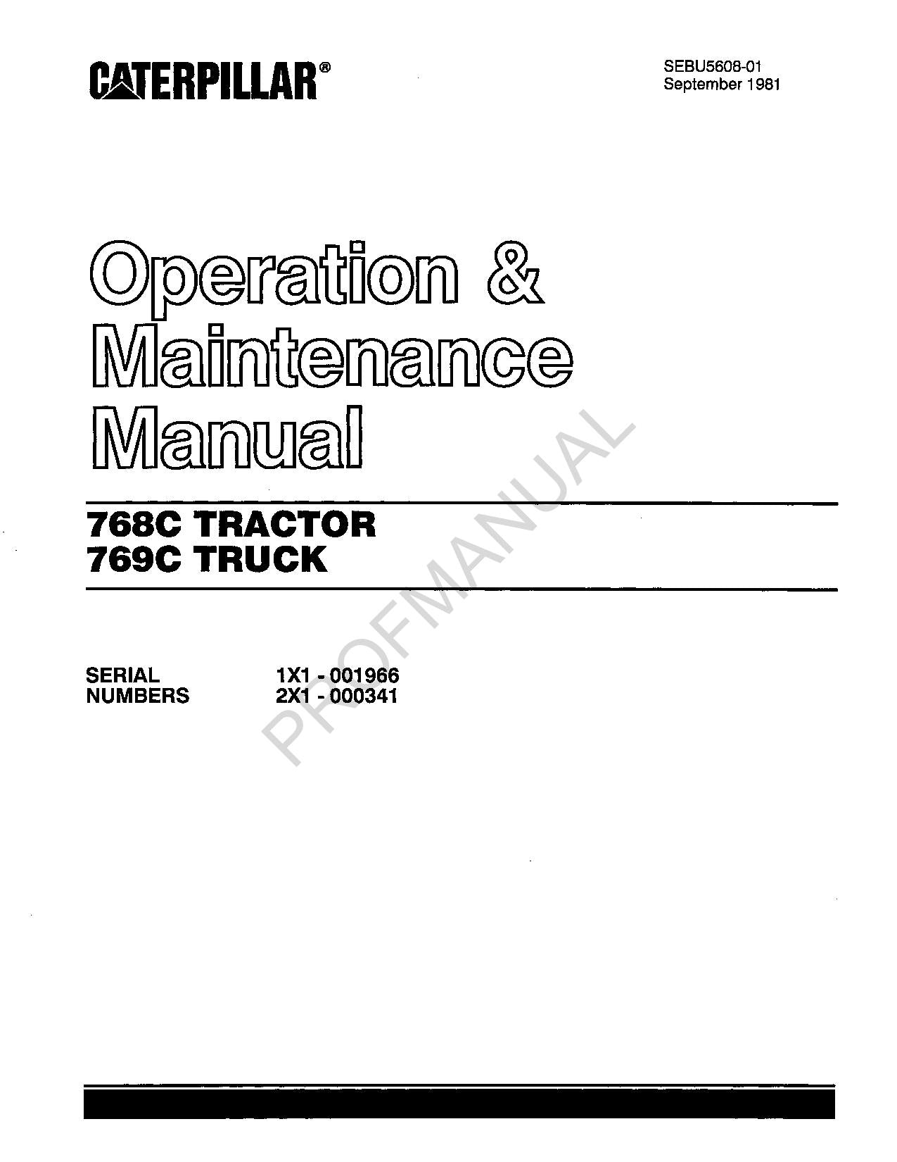 Caterpillar Cat 768C Tractor 769C Truck Maintenance Manual