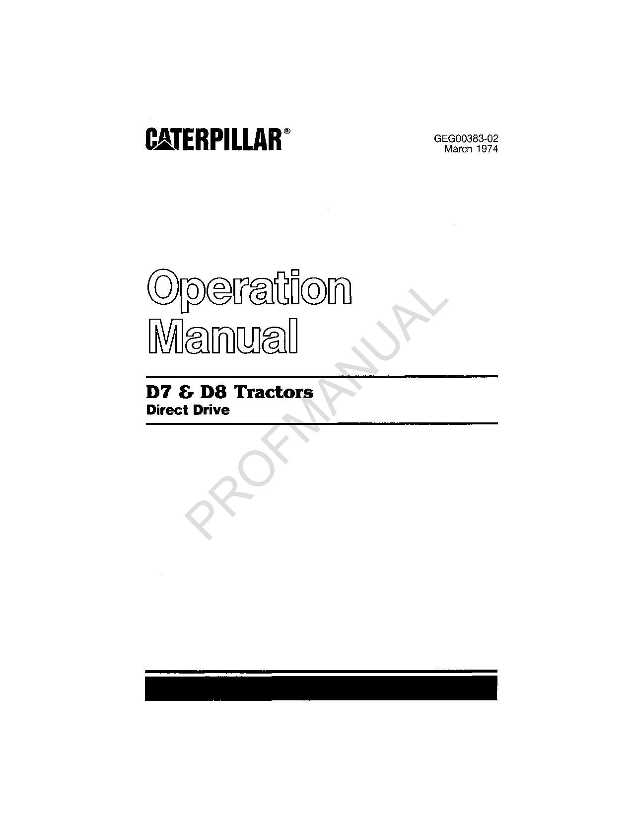 Manual de mantenimiento del operador del tractor Caterpillar D7 D8 de transmisión directa