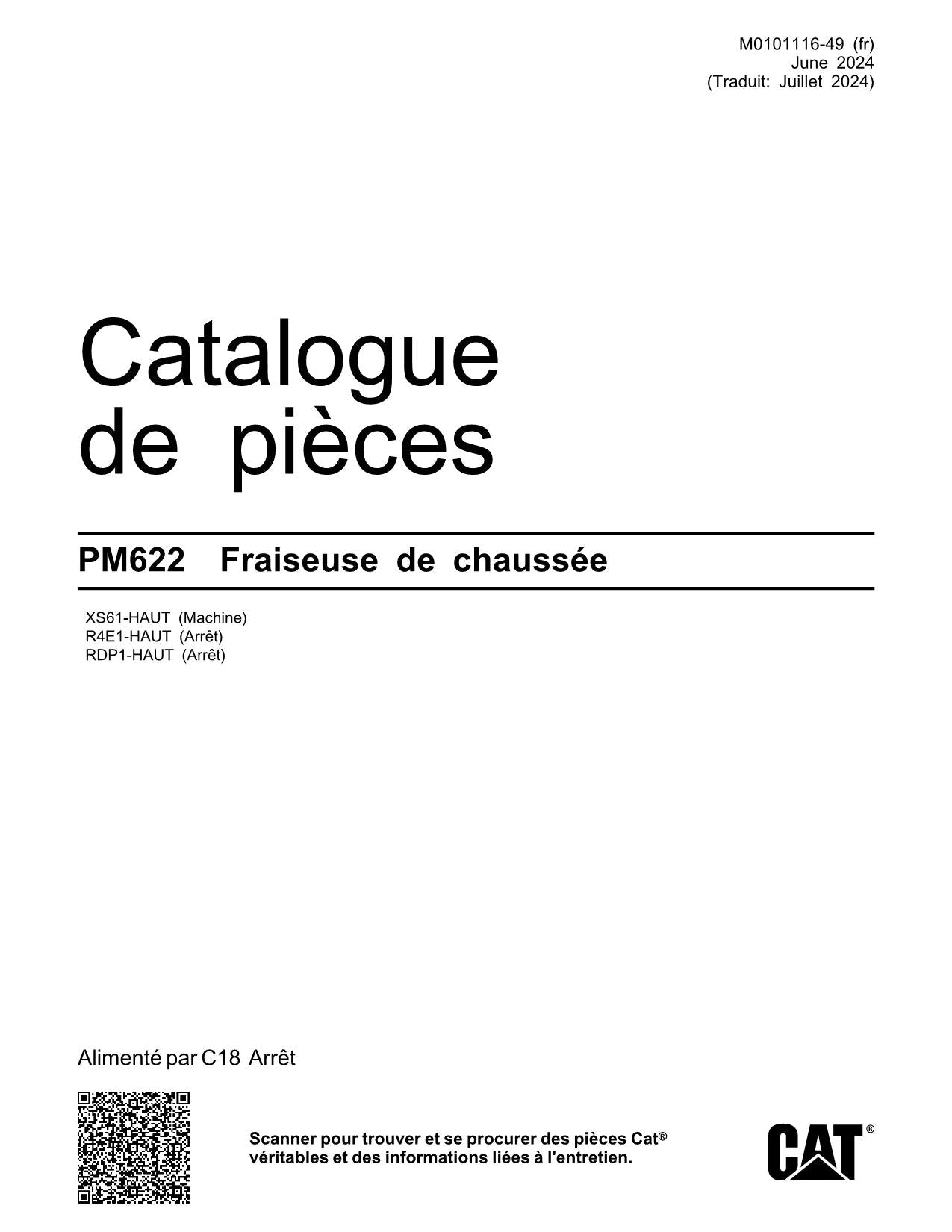 Caterpillar PM622 Fraiseuse de chaussée Manual de catálogo de piezas
