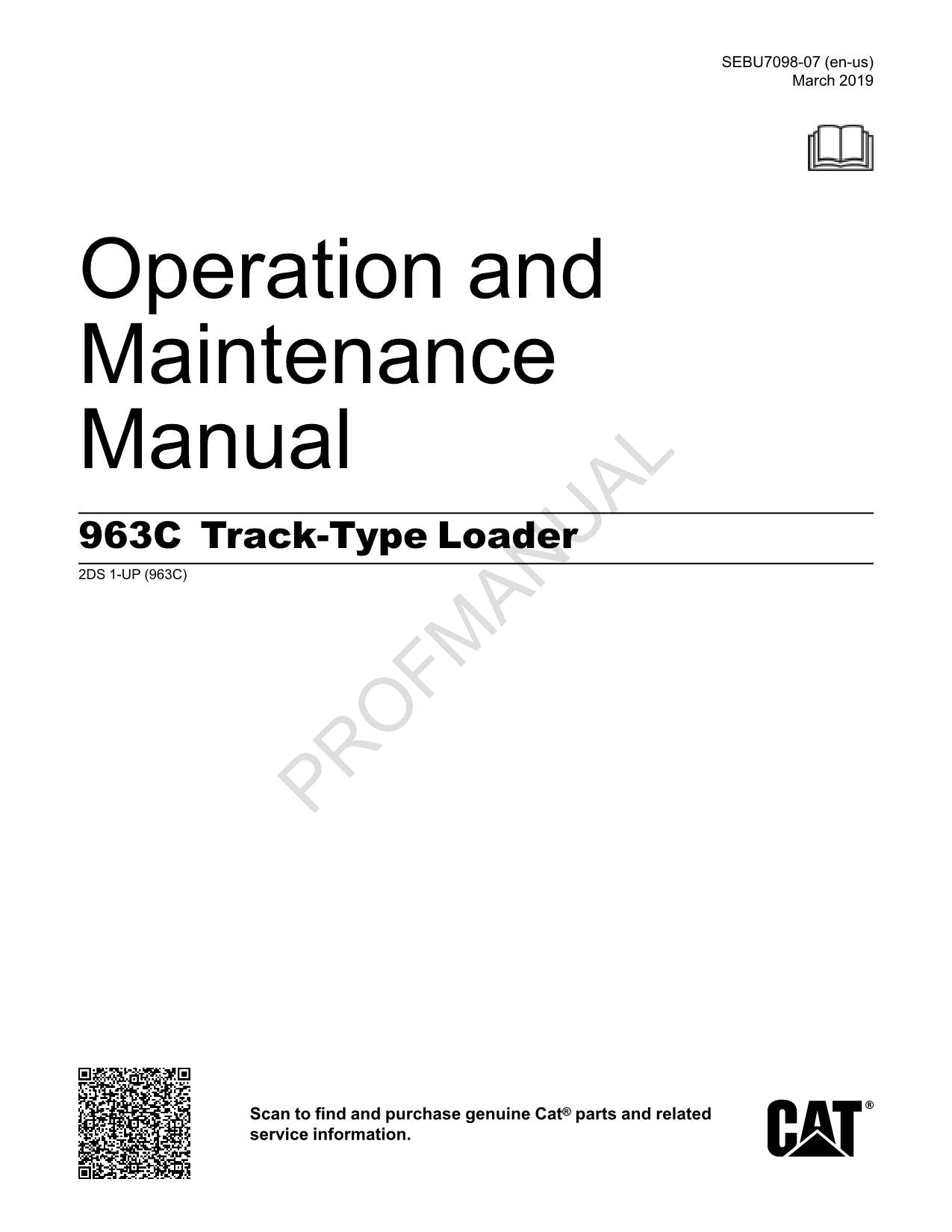 Manual de mantenimiento del operador del cargador de cadenas Caterpillar 963C 2DS1-Up