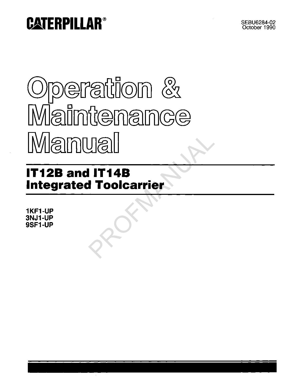 Manual de mantenimiento del operador del portaherramientas integrado Caterpillar IT12B IT14B