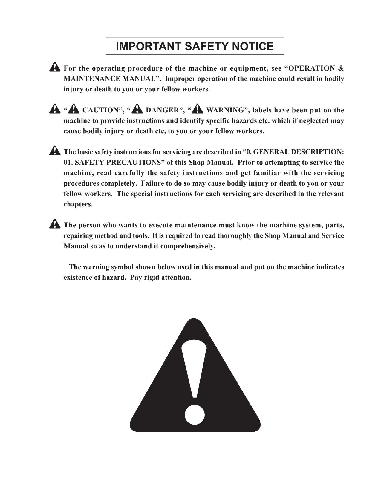 Hitachi LX70-7 LX80-7 Wheel Loader Workshop Manual SN 05101-up 02101-up