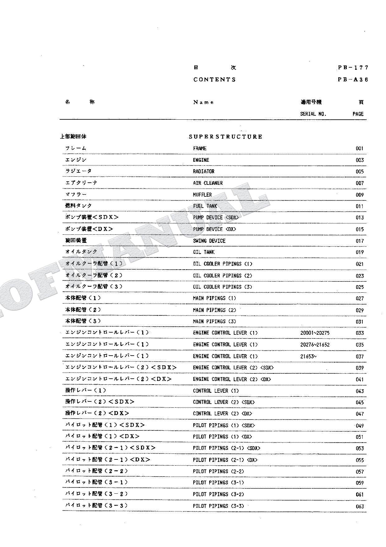HITACHI EX100 Excavator Parts Catalog Manual SN 20001-